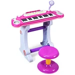 37 Electronic Keyboard Kids Toy Piano MP3 Input W/ Microphone And Stool Pink. Fixed Price $49.99.
