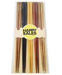 Happy Sales HSCH22/S, 5 Pairs Multi Color Design Japanese Bamboo Chopsticks. Fixed Price $12.43.