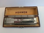 Vintage Hohner 64 Chromonica Harmonica Key Of W/ Original Case. Fixed Price $35.00.