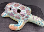 95 Funopolis Handpainted Ceramic Turtle Ocarina/flute/whistle, Aqua Lavender. Fixed Price $15.00.