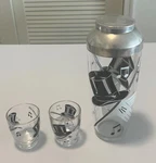 Vintage Mcm Cocktail Shaker W 2 Glasses - Magician, Top Hat, Music Rare!. Fixed Price $115.99.