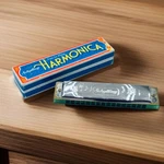 Schylling Harmonica 16 Hole Fun To Play Silver/green Rowley 5" Long Orig Box. Fixed Price $9.33.
