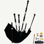 Black Velvet Great Highland Scottish Bagpipes Silver Mounts With Tutorbook. Fixed Price $198.95.