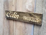 Personalized Kids Name & Birthdate Hand Carved Wooden Sign Newborn Nursery Decor. Fixed Price $44.99.