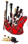 Highland Scottish Bagpipe- Royal Stewart Cover With Silver Mounts & Tutor Book. Fixed Price $129.99.