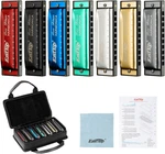 Harmonica Set, 7 Keys Diatonic Mouth Organ With Case, A, B, C, D, F, G, Profe. Fixed Price $161.99.