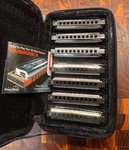 Hohner Blues Band 7 Key, 10 Hole Harmonica Set. Fixed Price $45.00.