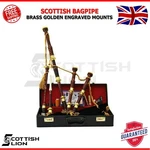Great Highland Scottish Gold Engraved Mounts Bagpipes With Hard Case. Fixed Price $158.80.