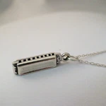 Harmonica Charm Necklace - 925 Sterling Silver Music Band Play. Fixed Price $39.50.