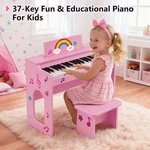Pink 37KEY Kids Digital Piano Keyboard Toddler Wood Toys Music Education W/stool. Fixed Price $77.99.