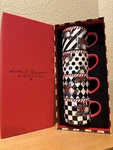 Mackenzie-childs Scottish Bouquet Set Of 4 Stacked Mugs,new In Box. Fixed Price $86.95.