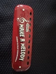 Schylling Learn-to-play Multikey Harmonica M018 Red White Metal Beginner Chrome. Fixed Price $10.00.