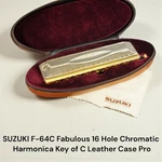 Suzuki F-64C Fabulous 16 Hole Chromatic Harmonica Key Of Leather Case Pro. Fixed Price $1751.00.