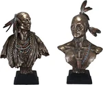 Set Of 2 Native American Indian Chief And Princess With Eagle Feathers Statues. Fixed Price $499.95.