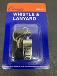 Vintage Champion Sports Whistle Silver Brass Black Nylon Lanyard BP401 New Nos. Fixed Price $10.00.