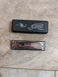 Swan Blues Power 10 Hole Key Harmonica With Case. Fixed Price $10.49.