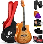 Pyle Steel String Acoustic Guitar Kit, 41" Full Size Cutaway W/ Ashtree Top. Fixed Price $121.99.
