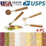 4 Pcs Stainless Steel Golden Measuring Spoons Wooden Handle Non Slip Baking Set. Fixed Price $11.89.