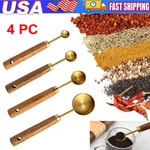 4 Pcs Stainless Steel Golden Measuring Spoons Non Slip Wooden Handle Baking Set. Fixed Price $11.79.