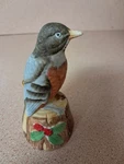 Vtg Hand Painted Jasco Taiwan Bisque Porcelain Christmas Robin Bell. Fixed Price $7.99.