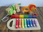 Lot Wooden Children Toy Hape Musical Xylophone & Lion Pull + Ever Earth Dog. Fixed Price $12.99.