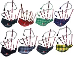 Great Highland Bagpipes Rose Color Wood White Mounts Scottish Full Set. Fixed Price $98.99.