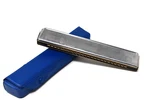 Hohner Echo Harmonica Key Of Approx 7 5/8" Wide Gfreat Sound Blue Case. Fixed Price $44.95.