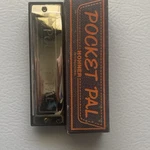 Hohner Pocket Pal Diatonic Harmonica Silver Black Metal Chrome High Polish Case. Fixed Price $17.00.