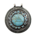 Light Turquoise Blue Inlaid Silver Pendant Afghanistan White Metal. Fixed Price $15.00.