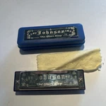 Johnson BK-520-C Blues King Harmonica, Key Of Single Harp W/case Cloth. Fixed Price $8.40.