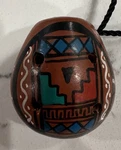 Handcrafted Peruvian Ocarina Necklace Clay Flute Artisan Molded Whistle. Fixed Price $19.00.