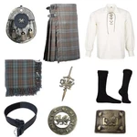 Men's Welsh Dragon Black Watch Weathered 9 Pcs Scottish Traditional Kilt Outfit. Fixed Price $114.99.