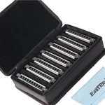 Harmonica Set Of 7, 10 Holes Colors Diatonic Blues Silver. Fixed Price $95.99.