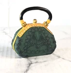 1999 My Treasure Miniature Green Purse Kingsbridge International Resin Hand Bag. Fixed Price $10.99.