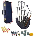 Black Scottish Highland Bagpipes Full Silver Mounts With Hard Case & Tutor Book. Fixed Price $239.99.