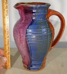 Flawless Hand Thrown Stoneware 4-COLOR Pitcher By Artist "s. Davy -usa-" 2QT.10". Fixed Price $75.00.