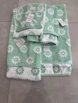 6 Pc Common Thread Eco Melange White Daisy Mint Green 2BATH/2HAND/2TIP Towels. Fixed Price $89.00.