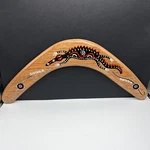 Australian Wooden Boomerang Hand Painted Lizard Goanna Throwing Instructions. Fixed Price $16.00.