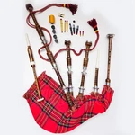Great Highland Scottish Bagpipes Natural Finish Silver Mounts With Tutorbook. Fixed Price $127.99.