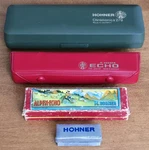 Lot Of 4 Vintage Hohner Harmonicas, Chromonica, Echo, Alpen & Mini. Fixed Price $100.00.