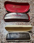 Lot Of Vintage Harmonica Cases: Hohner Golden Melody #542 "d" & Camping. Fixed Price $44.00.