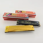 Bee Harmonica 5" 16 Hole With Box Black Gold Tone Vintage Lot Of 2. Fixed Price $7.70.