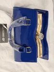 Terre Blue Patent Top Handle Bag Crystal Accent Gold-tone Hardware. Fixed Price $34.00.