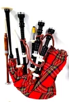 Highland Scottish Bagpipe- Royal Stewart Cover With Silver Mounts & Tutor Book. Fixed Price $89.99.