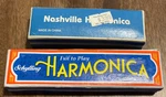 2 Vintage Schylling & Nashville Harmonica Lot Musical Toys Box. Fixed Price $9.74.