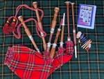 Great Scottish Highland Bagpipe Natural Finish Silver Mount With Accessories. Fixed Price $169.00.