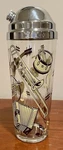 Vtg Glass Cocktail Shaker Jazz Big Band Music Speakeasy Retro Metal Lid Bar Ware. Fixed Price $60.00.