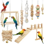10 Pcs Parrot Swing Toys And Bird Perches Platform With Climbing Ladder Chewi.... Fixed Price $32.77.