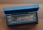 Vtg Johnson Blues King Harmonica With Original Case Type Beautiful Engraving. Fixed Price $18.00.