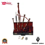 Great Red Tartan Full Size Scottish Highland Bagpipe Silver Mount With Box. Fixed Price $172.99.